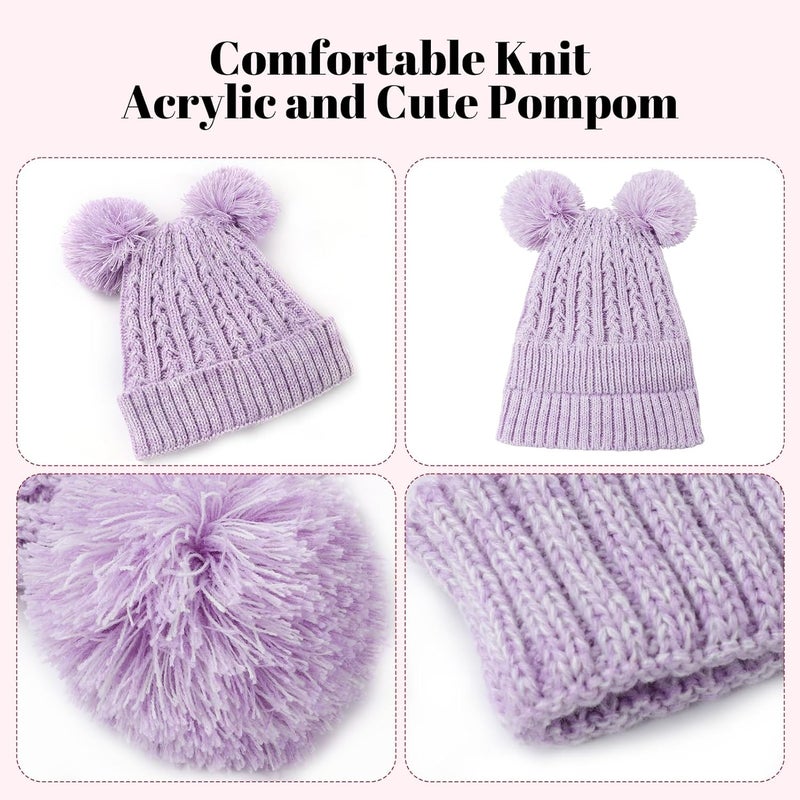 ACTLATI Kids Winter Knitted Beanie Hat Colorful Pompom Ears Ski Hat for Boy Girl(Ages 7-12) - Image 5